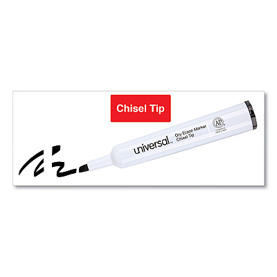 Universal Dry Erase Marker, Broad Chisel Tip, Black, Dozen (UNV43651)
