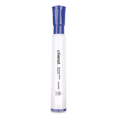 Universal Dry Erase Marker, Broad Chisel Tip, Blue, Dozen (UNV43653)