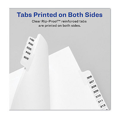 Preprinted Legal Exhibit Side Tab Index Dividers, Avery Style, 26-Tab, T, 11 x 8.5, White, 25/Pack, (1420) (AVE01420)