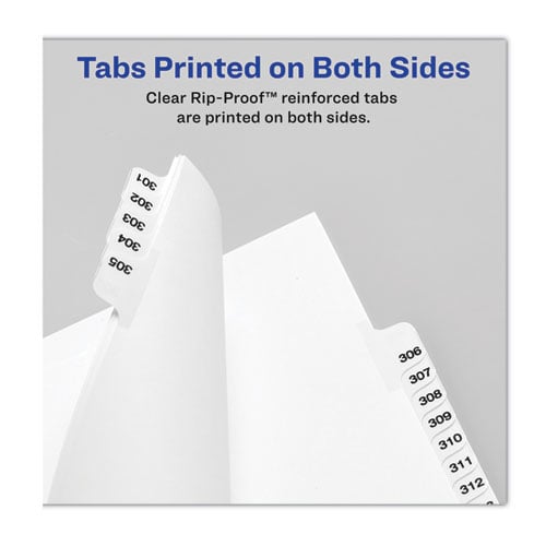 Preprinted Legal Exhibit Side Tab Index Dividers, Avery Style, 25-Tab, 376 to 400, 11 x 8.5, White, 1 Set, (1345) (01345)