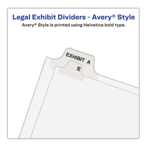 Preprinted Legal Exhibit Side Tab Index Dividers, Avery Style, 10-Tab, 26, 11 x 8.5, White, 25/Pack, (1026) (01026)
