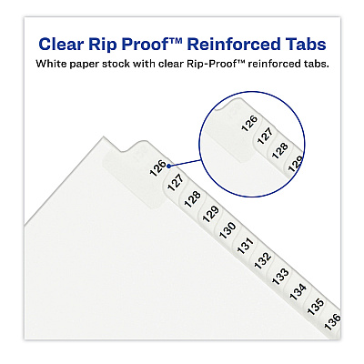 Preprinted Legal Exhibit Side Tab Index Dividers, Avery Style, 27-Tab, A to Z, 14 x 8.5, White, 1 Set (AVE11375)