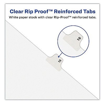 Preprinted Legal Exhibit Side Tab Index Dividers, Avery Style, 26-Tab, T, 11 x 8.5, White, 25/Pack, (1420) (AVE01420)