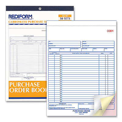 Rediform Purchase Order Book, 17 Lines, Three-Part Carbonless, 8.5 x 11, 50 Forms Total (RED1L147)