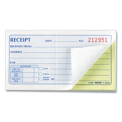 Rediform Small Money Receipt Book, Two-Part Carbonless, 2.75 x 5, 50 Forms Total (RED8L820)
