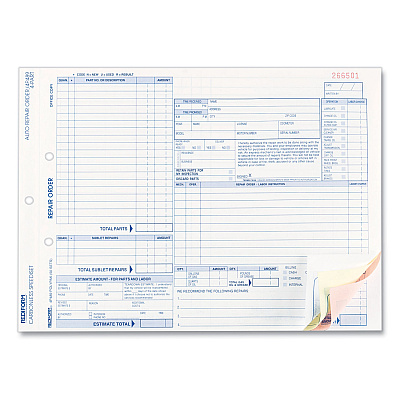 Rediform Speediset Four-Part Auto Repair Form, Four-Part Carbonless, 11 x 8.5, 50 Forms Total (RED4P489)