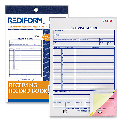 Rediform Receiving Record Book, Three-Part Carbonless, 5.56 x 7.94, 50 Forms Total (RED2L260)