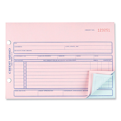 Rediform Credit Memo Book, Three-Part Carbonless, 5.5 x 7.88, 50 Forms Total (RED7L787)