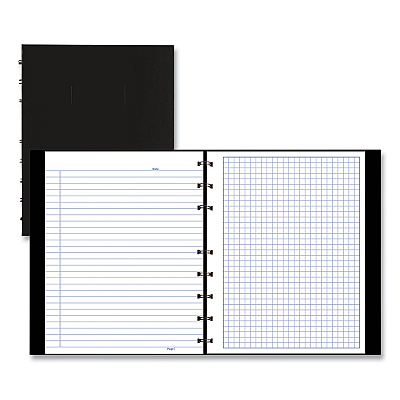 Blueline NotePro Quad Notebook, Data/Lab-Record Format with Narrow and Quadrille Rule Sections, Black Cover, (96) 9.25 x 7.25 Sheets (REDA44C81)