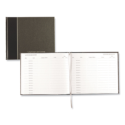 National Hardcover Visitor Register Book, Black Cover, 9.78 x 8.5 Sheets, 128 Sheets/Book (RED57802)