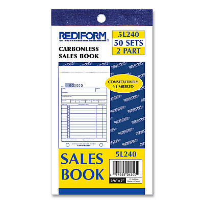 Rediform Sales Book, 12 Lines, Two-Part Carbonless, 3.63 x 6.38, 50 Forms Total (RED5L240)