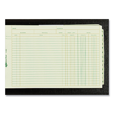 National Four-Ring Ledger Binder Kit with A-Z Index, Black Cover, 8.5 x 5 Debit-Credit-Balance Sheets, 100 Sheets/Book (RED63453)