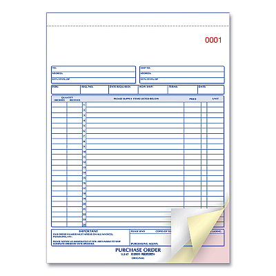 Rediform Purchase Order Book, 17 Lines, Three-Part Carbonless, 8.5 x 11, 50 Forms Total (RED1L147)