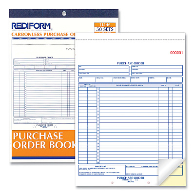 Rediform Purchase Order Book, 17 Lines, Two-Part Carbonless, 8.5 x 11, 50 Forms Total (RED1L146)