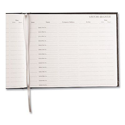 National Hardcover Visitor Register Book, Black Cover, 9.78 x 8.5 Sheets, 128 Sheets/Book (RED57802)