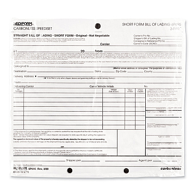 Rediform Speediset Bill of Lading, Short Form, Three-Part Carbonless, 7 x 8.5, 50 Forms Total (RED6P695)
