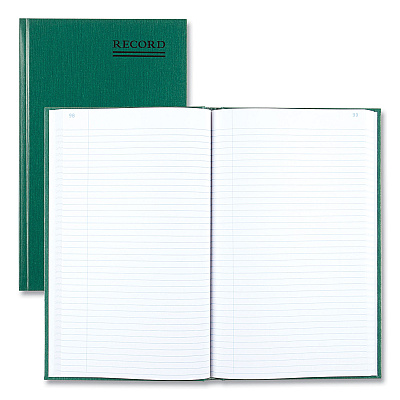National Emerald Series Account Book, Green Cover, 12.25 x 7.25 Sheets, 300 Sheets/Book (RED56131)