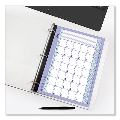Brownline Academic 13-Month Binder-Insertable Desk Pad Calendar, 11 x 8.5, White/Blue/Green Sheets, 13-Month: July 2025 to July 2026 (CA181721)