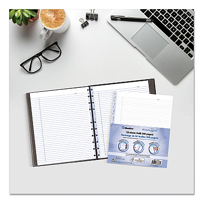 Blueline MiracleBind Ruled Paper Refill Sheets for all MiracleBind Notebooks and Planners, 11 x 9.06, White/Blue Sheets, Undated (REDAFR11050R)