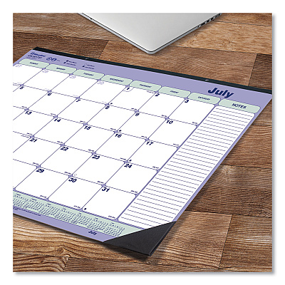 Blueline Academic 13-Month Desk Pad Calendar, 21.25 x 16, White/Blue/Green Sheets, Black Headband, 13-Month: July 2025 to July 2026 (CA181731)