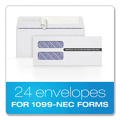 TOPS 1099 Double Window Envelope, Commercial Flap, Self-Adhesive Closure, 3.75 x 8.75, White, 24/Pack (TOP2222PS3)