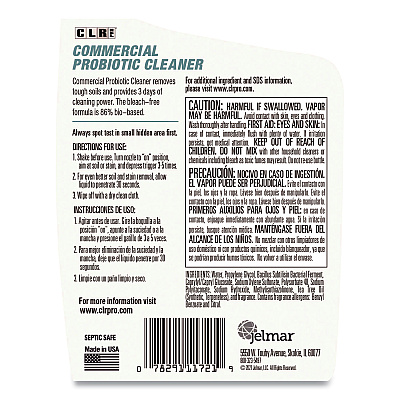 CLR PRO Commercial Probiotic Cleaner, Lemon Scent, 32 oz Spray Bottle, 6/Carton (JELFMCPC326PRO)