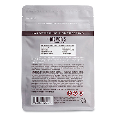 Mrs. Meyer's Automatic Dish Detergent, Lavender, 12.7 oz Pack, 20/Pack, 6 Packs/Carton (SJN306685)