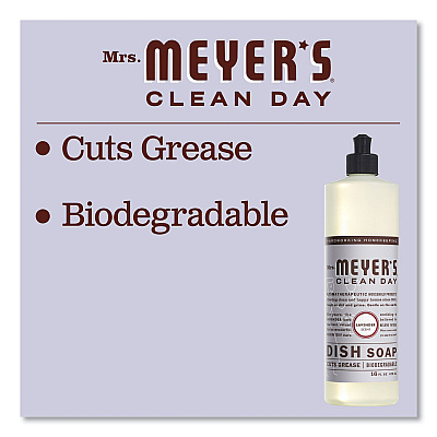 Mrs. Meyer's Dish Soap, Lavender Scent, 16 oz Bottle, 6/Carton (SJN347634)