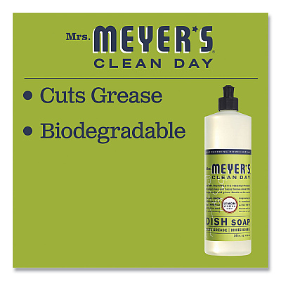 Mrs. Meyer's Dish Soap, Lemon Scent, 16 oz, Bottle, 6/Carton (SJN372575)