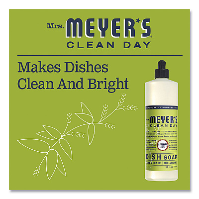 Mrs. Meyer's Dish Soap, Lemon Scent, 16 oz, Bottle, 6/Carton (SJN372575)