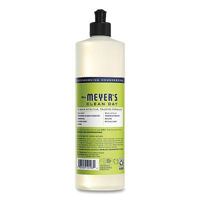 Mrs. Meyer's Dish Soap, Lemon Scent, 16 oz, Bottle, 6/Carton (SJN372575)
