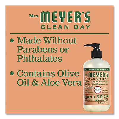 Mrs. Meyer's Clean Day Liquid Hand Soap, Geranium Scent, 12.5 oz, 6/Carton (SJN651332)