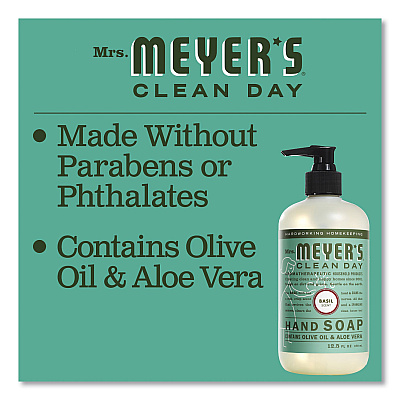 Mrs. Meyer's Clean Day Liquid Hand Soap, Basil Scent, 12.5 oz (SJN651344EA)