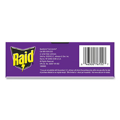 Raid Bed Bug Detector and Trap, 0.19 lb Trap, 8 Traps/Box, 6/Carton (SJN674798)