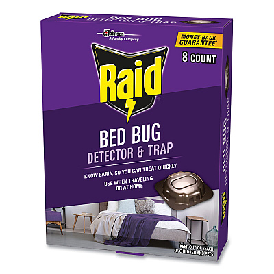 Raid Bed Bug Detector and Trap, 0.19 lb Trap, 8 Traps/Box, 6/Carton (SJN674798)