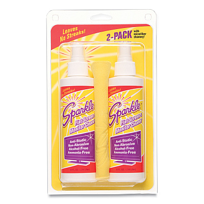 Sparkle Flat Screen and Monitor Cleaner, Pleasant Scent, 8 oz Bottle, 2/Pack, 6/Carton (FUN50128CT)