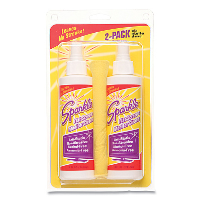 Sparkle Flat Screen and Monitor Cleaner, Pleasant Scent, 8 oz Bottle, 2/Pack, 6/Carton (FUN50128CT)