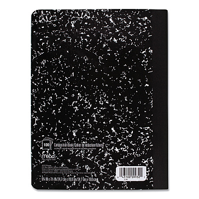 Mead Square Deal Composition Book, 3-Subject, Wide/Legal Rule, Black Cover, (100) 9.75 x 7.5 Sheets, 12/Pack (MEA72936)