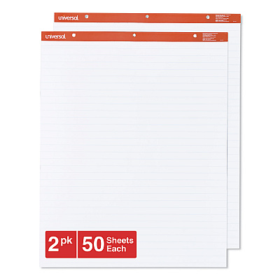 Universal Easel Pads/Flip Charts, Presentation Format (1" Rule), 27 x 34, White, 50 Sheets, 2/Carton (UNV35601)