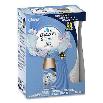 Glade Automatic Spray Starter Kit, Spray Unit and Refill, White/Gold, Clean Linen (SJN329349KT)