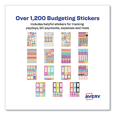 Avery Budgeting Planner Stickers, Budget Theme, Assorted Colors, 1,224/Pack (AVE6788)