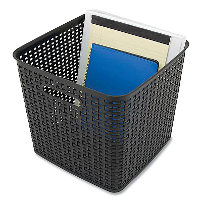 Advantus Plastic Weave Bin, Extra Large, 12.6" x 11.1" x 16.6", Black (AVT37519)