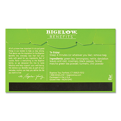 Bigelow Benefits Turmeric Chili Matcha Green Tea, 0.6 oz Tea Bag, 18/Box (BTC826)