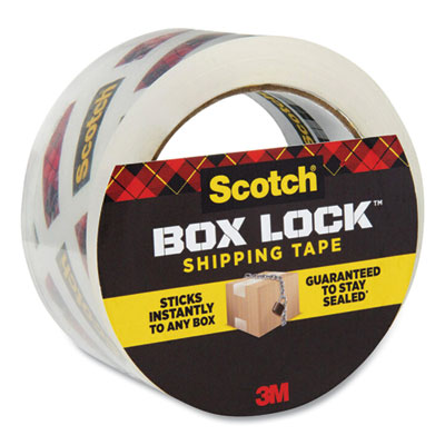 Scotch Box Lock Shipping Packaging Tape, 3" Core, 1.88" x 54.6 yds, Clear (MMM3950)