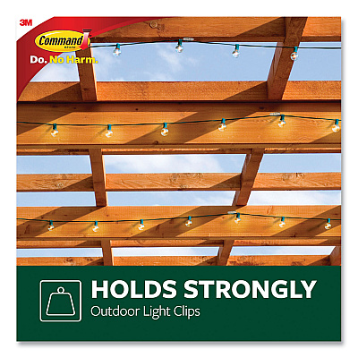 Command All Weather Hooks and Strips, Small, Plastic, Clear, 0.5 lb Capacity, 30 Clips and 32 Strips/Pack (MMM17017CLRAW30)