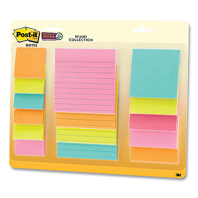 Post-it Notes Super Sticky Pads in Supernova Neon Colors, (6) Unruled 2" x 2", (5) Unruled 3" x 3", (4) Note Ruled 4" x 4", 45 Sheets/Pad, 15 Pads/Set (MMM442315SSMIA)