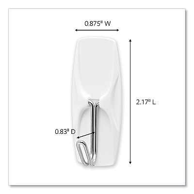 Command General Purpose Wire Hooks, Medium, Metal, White, 2 lb Capacity, 13 Hooks and 16 Strips/Pack (MMM1706513)