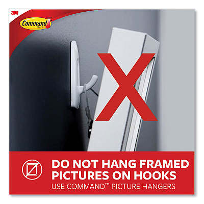 Command General Purpose Wire Hooks, Medium, Metal, White, 2 lb Capacity, 13 Hooks and 16 Strips/Pack (MMM1706513)