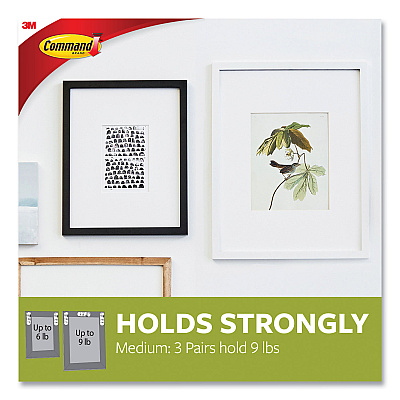 Command Picture Hanging Strips, Removable, Holds Up to 3 lbs per Pair, Medium, 0.63 x 2.75, White, 22 Pairs/Pack (MMM1720422)