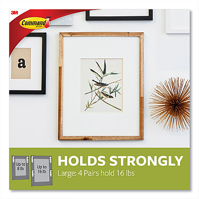Command Picture Hanging Strips, Removable, Holds Up to 4 lbs per Pair, Large, 0.63 x 3.63, White, 20 Pairs/Pack (MMM1720620)